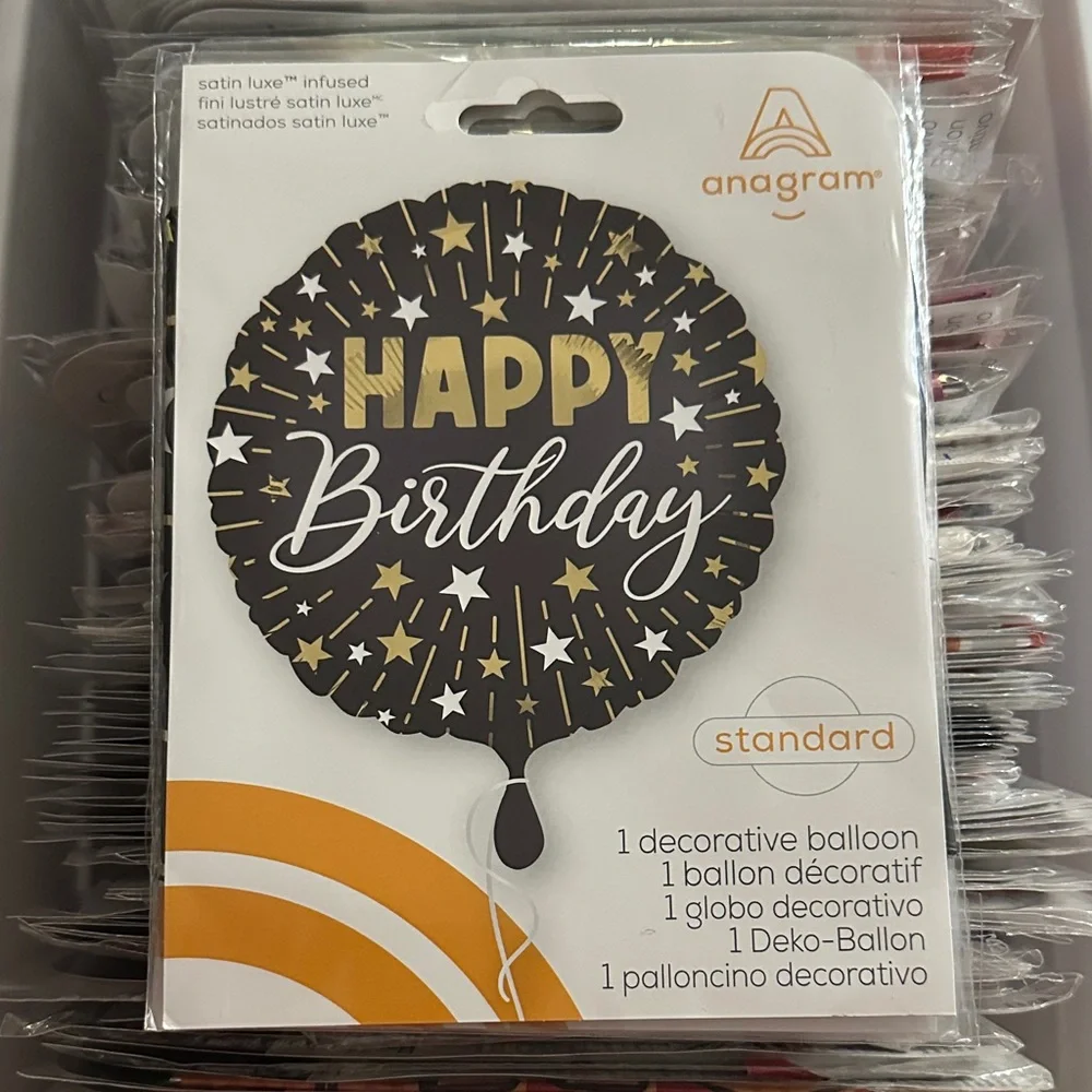 Black and Gold Happy Birthday Balloon